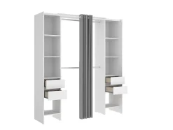 Dressing extensible avec rideau - L110/178 cm - Blanc - LONAZA