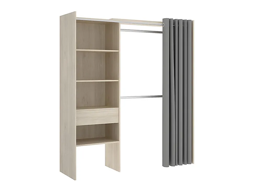 Dressing extensible LAURENT - L.110/160 cm - Coloris : Chêne et gris