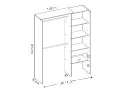 Dressing extensible LAURENT - L.110/160 cm - Coloris : Chêne et gris