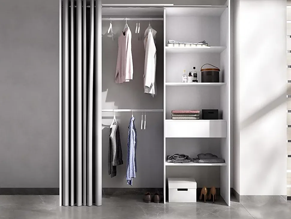 Dressing extensible LAURENT - L.110/160 cm - Coloris : Blanc et gris