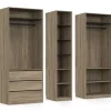 Dressing modulable TAYLOR 200 x 55 x 200 cm 3 modules avec penderies + étagères + tiroirs hêtre et noir