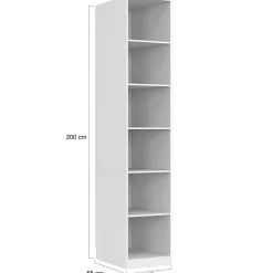 Dressing modulable TAYLOR 120 x 55 x 200 cm 2 modules avec penderie + étagères + tiroirs blanc