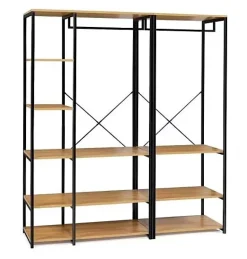 Dressing Modulable XXL Design Industriel, L.150 cm, Noir/Marron