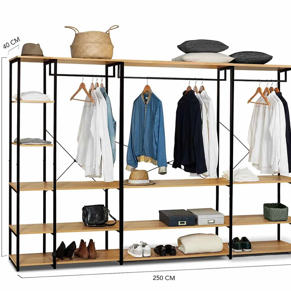 Dressing modulable XXL grande capacité L. 250 cm DETROIT design industriel