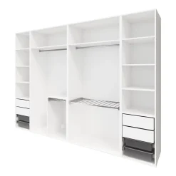 Dressing ouvert avec tiroirs et portes pantalons blanc GoodHome Atomia H. 225 x L. 300 x P. 58 cm