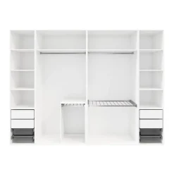 Dressing ouvert avec tiroirs et portes pantalons blanc GoodHome Atomia H. 225 x L. 300 x P. 58 cm