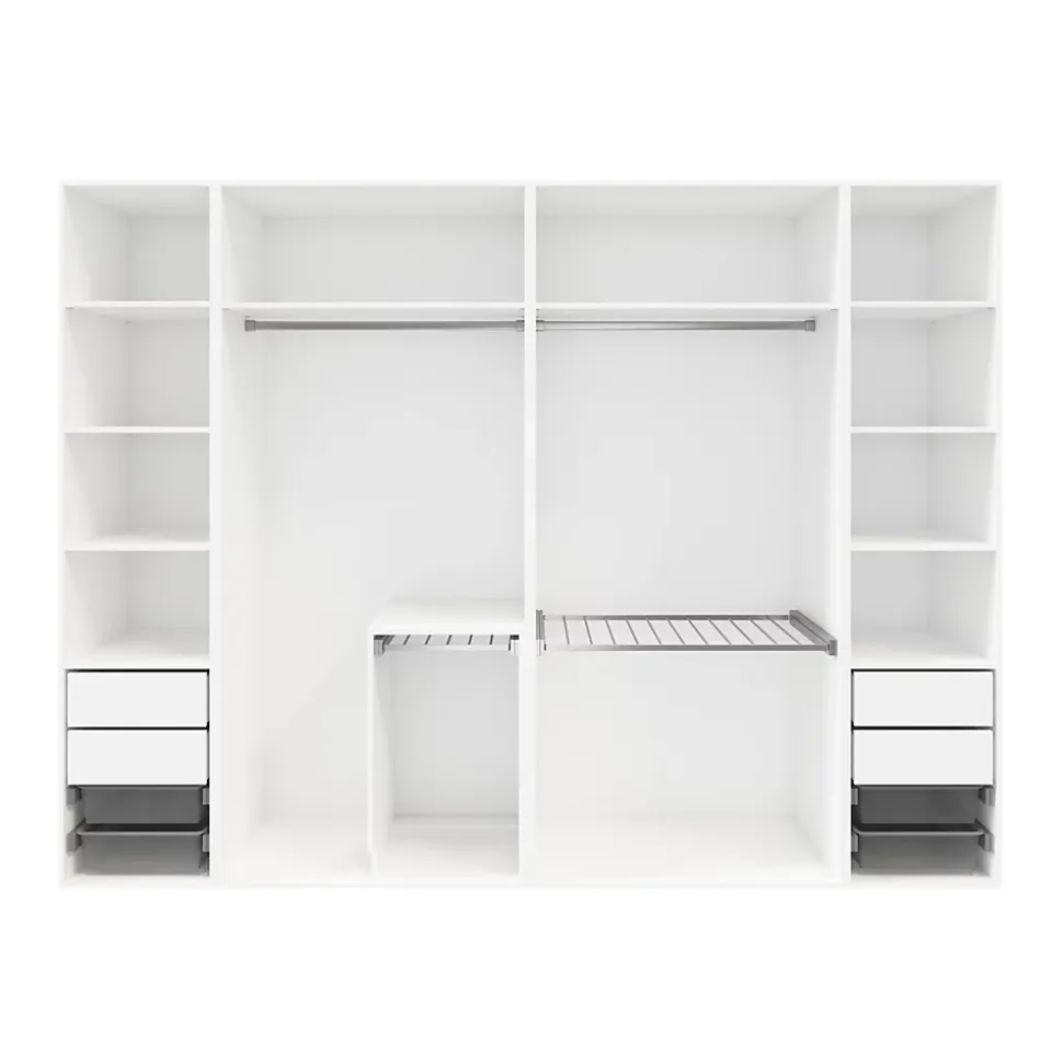 Dressing ouvert avec tiroirs et portes pantalons blanc GoodHome Atomia H. 225 x L. 300 x P. 58 cm