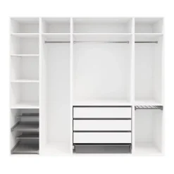 Dressing ouvert avec tiroirs et portes chaussures blanc GoodHome Atomia H. 225 x L. 250 x P. 58 cm