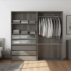 Dressing ouvert effet chêne grisé GoodHome Atomia H. 187,5 x L. 200 x P. 45 cm