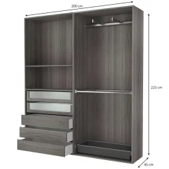Dressing ouvert effet chêne grisé GoodHome Atomia H. 225 x L. 200 x P. 45 cm