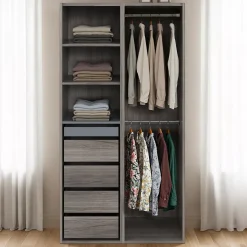 Dressing ouvert effet chêne grisé GoodHome Atomia H. 187 x L. 100 x P. 58 cm