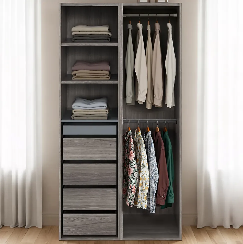 Dressing ouvert effet chêne grisé GoodHome Atomia H. 187 x L. 100 x P. 58 cm
