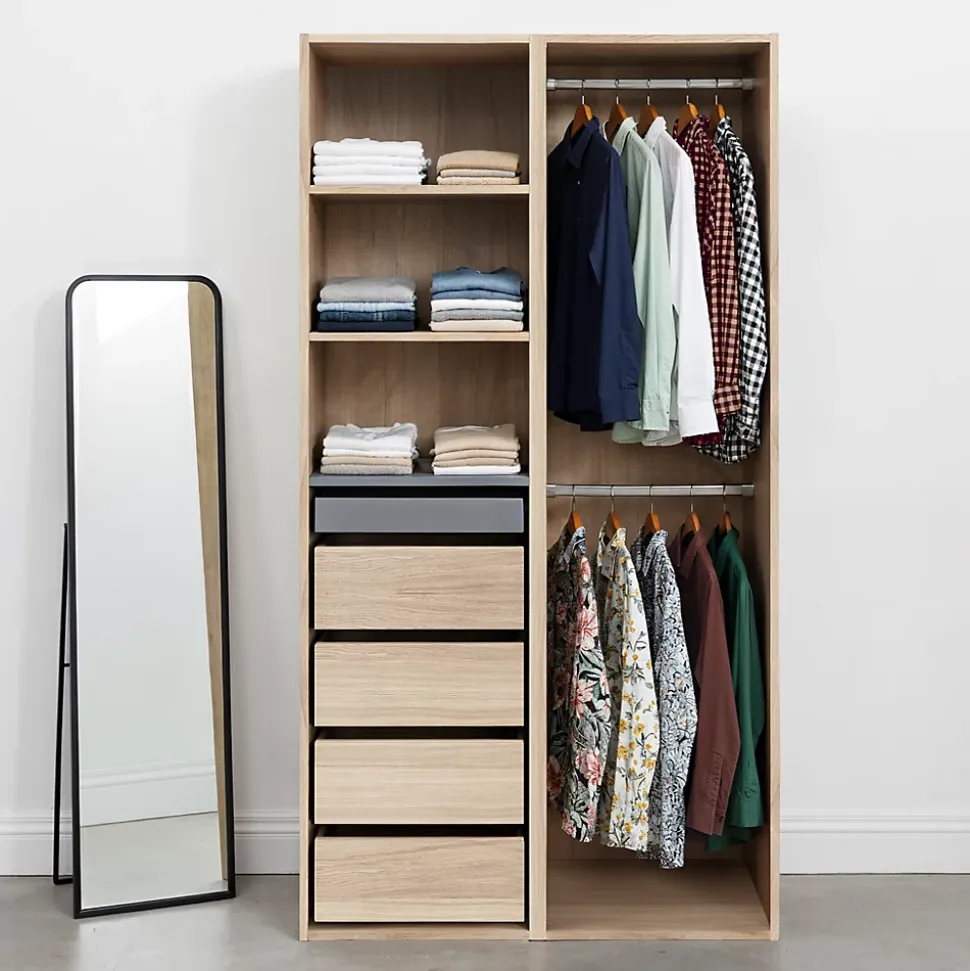 Dressing ouvert effet chêne GoodHome Atomia H. 187 x L. 100 x P. 58 cm