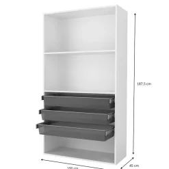 Dressing ouvert tablettes et tiroirs blanc GoodHome Atomia H. 187,5 x L. 100 x P. 45 cm