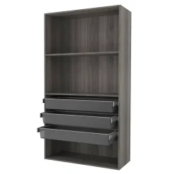Dressing ouvert tablettes et tiroirs effet chêne grisé GoodHome Atomia H. 187,5 x L. 100 x P. 45 cm