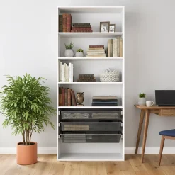 Dressing ouvert tablettes et tiroirs blanc GoodHome Atomia H. 225 x L. 100 x P. 45 cm