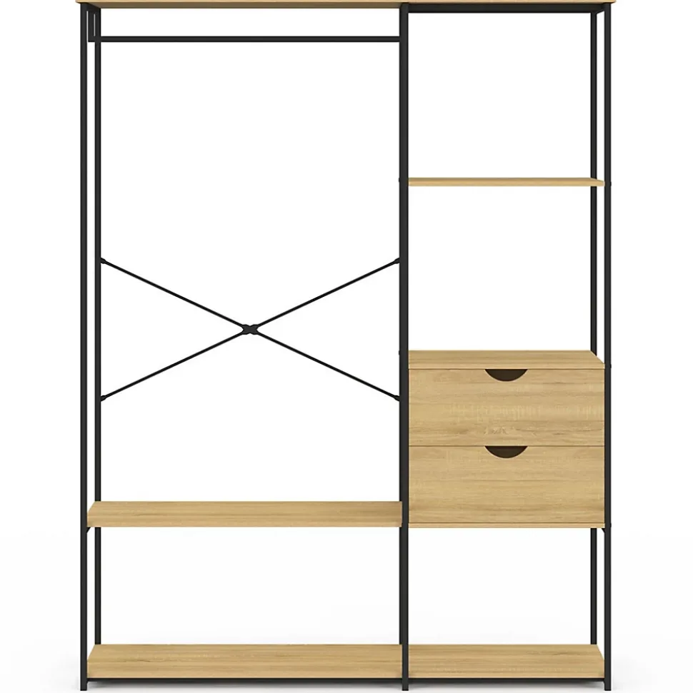 Dressing penderie avec étagères et 2 tiroirs L. 130 cm DETROIT design industriel
