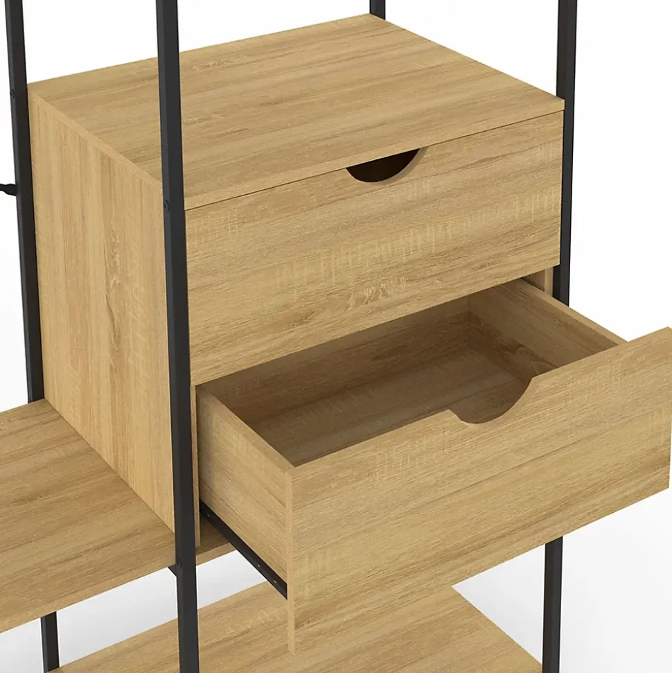 Dressing penderie avec étagères et 2 tiroirs L. 130 cm DETROIT design industriel