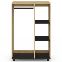 Dressing penderie RACHEL 80 x 40 x 120 cm à roulettes hêtre et noir