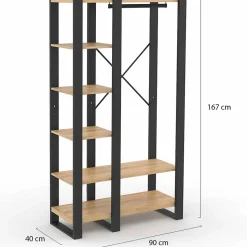 Dressing penderie étagère ONYX bois et noir