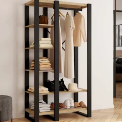 Dressing penderie étagère ONYX bois et noir