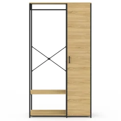 Dressing penderie étagères avec porte L. 90 cm DETROIT design industriel