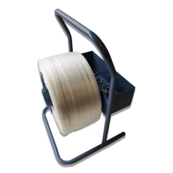 Dévidoir portable pour feuillard de 76mm de diamètre - Qualité PRO TECPLAST DV - Avec bac de rangement pour accessoires et outils