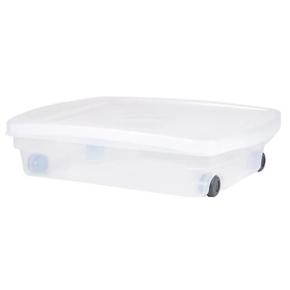 EDA PLASTIQUE Coffre de rangement dessous de lit 40 L avec roulettes - Naturel - 68 x 48 x 17,5 cm