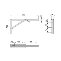 Emuca Jeu de Supports de pliage, longueur 303mm, Acier, Peint en noir