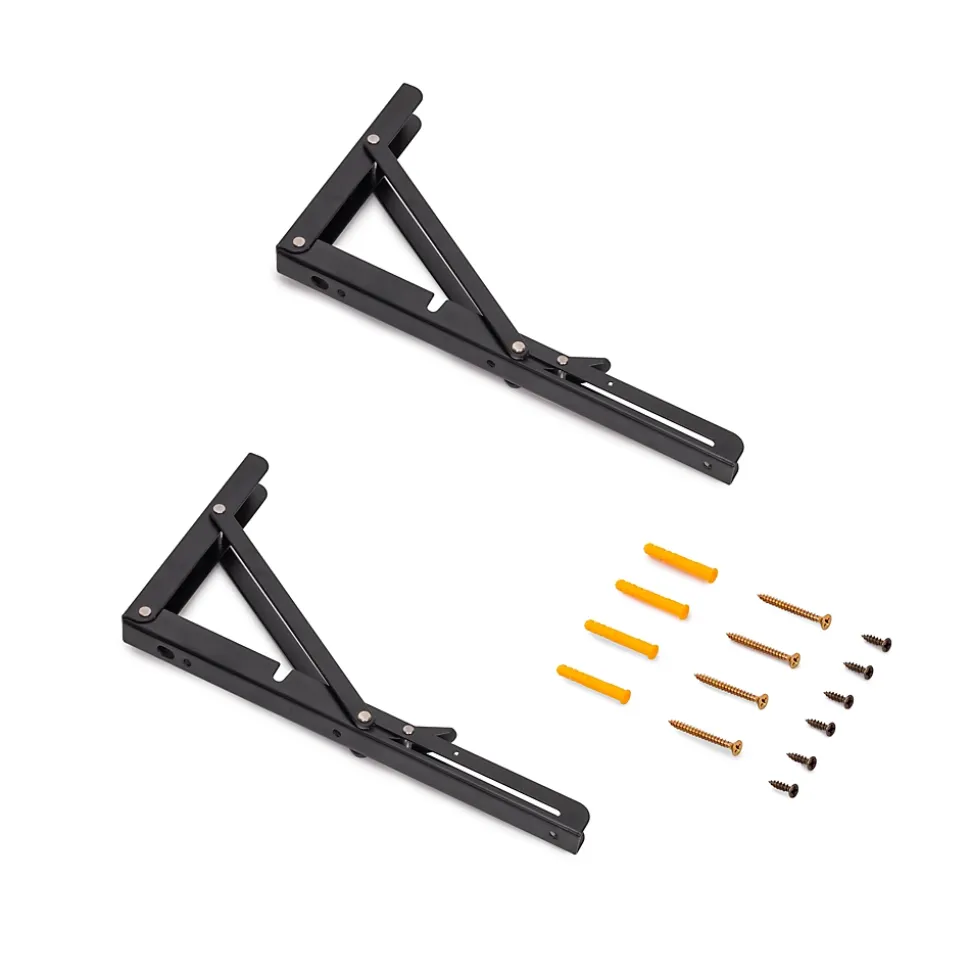 Emuca Jeu de Supports de pliage, longueur 303mm, Acier, Peint en noir