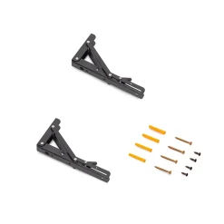 Emuca Jeu de Supports de pliage, longueur 203mm, Acier, Peint en noir