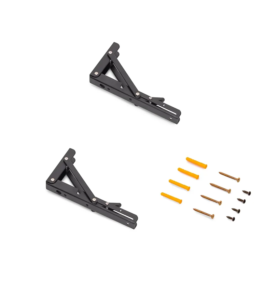 Emuca Jeu de Supports de pliage, longueur 203mm, Acier, Peint en noir