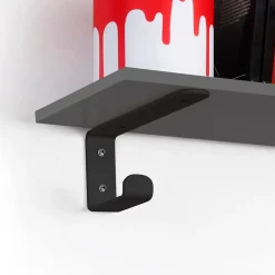 Emuca Jeu de supports pour étagères en bois Shelf avec cintre intégré, Acier, Peint en noir
