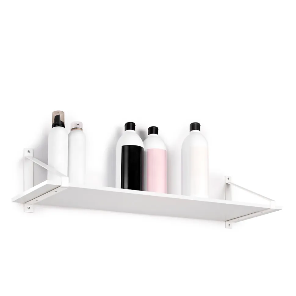 Emuca Jeu de supports pour étagères en bois Shelf avec forme triangulaire, Acier, Peint en blanc