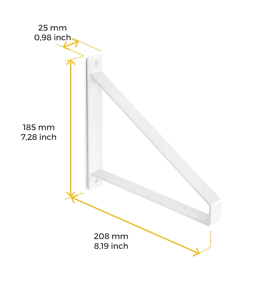 Emuca Jeu de supports pour étagères en bois Shelf avec forme triangulaire, Acier, Peint en blanc