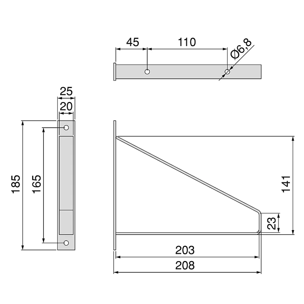 Emuca Jeu de supports pour étagères en bois Shelf avec forme triangulaire, Acier, Peint en blanc