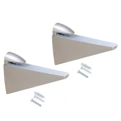 Emuca Jeu de supports pour tablette en bois ou en verre Halcon, Plastique et Zamak, Laqué nickel mat