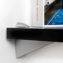 Emuca Jeu de supports pour tablette en bois ou en verre Halcon, Plastique et Zamak, Laqué nickel mat