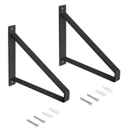 Emuca Jeu de supports pour étagères en bois Shelf avec forme triangulaire, Acier, Peint en noir