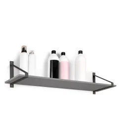 Emuca Jeu de supports pour étagères en bois Shelf avec forme triangulaire, Acier, Peint en noir