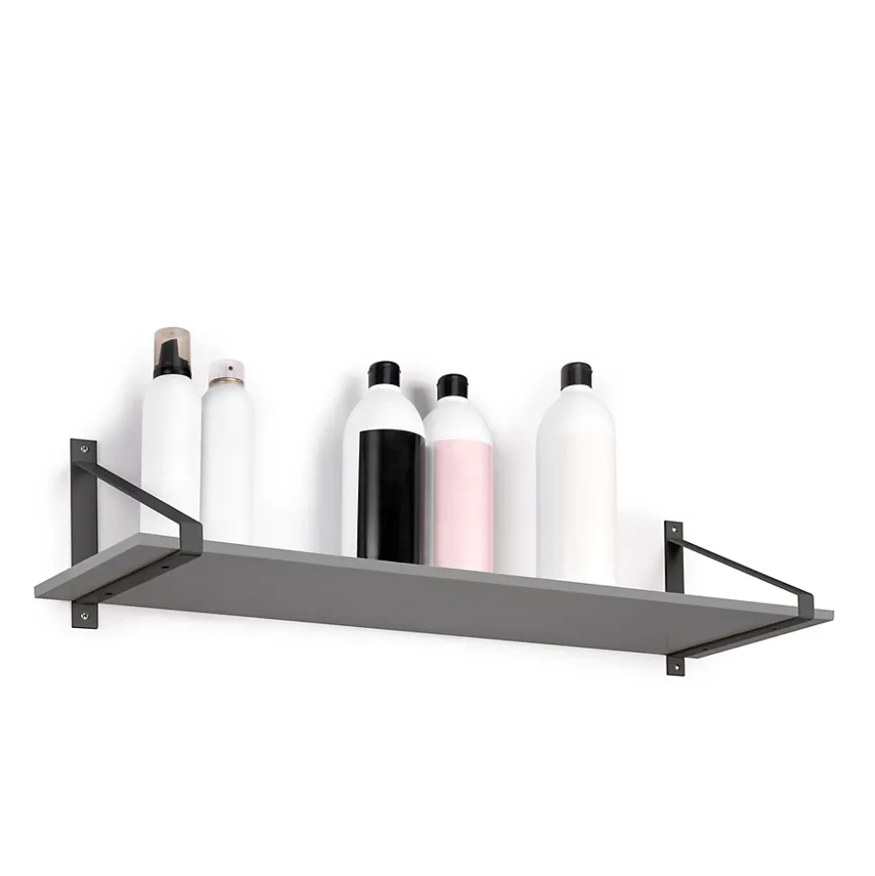 Emuca Jeu de supports pour étagères en bois Shelf avec forme triangulaire, Acier, Peint en noir