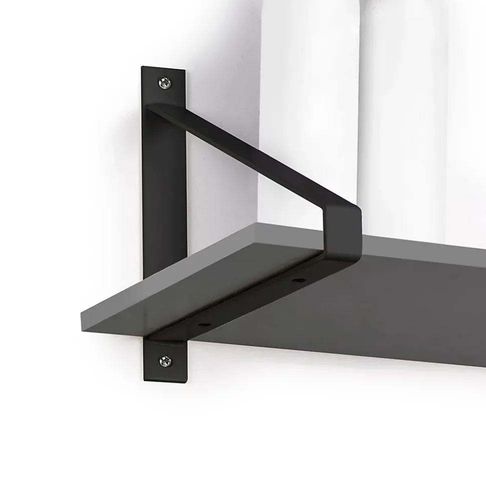 Emuca Jeu de supports pour étagères en bois Shelf avec forme triangulaire, Acier, Peint en noir