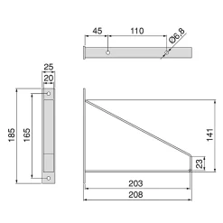 Emuca Jeu de supports pour étagères en bois Shelf avec forme triangulaire, Acier, Peint en noir