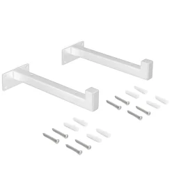 Emuca Jeu de supports pour étagères en bois Shelf droit avec tube carré, Acier, Peint en blanc