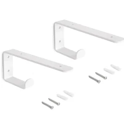 Emuca Jeu de supports pour étagères en bois Shelf avec cintre intégré, Acier, Peint en blanc