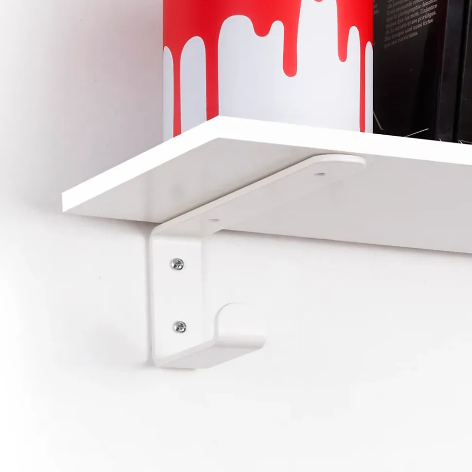 Emuca Jeu de supports pour étagères en bois Shelf avec cintre intégré, Acier, Peint en blanc