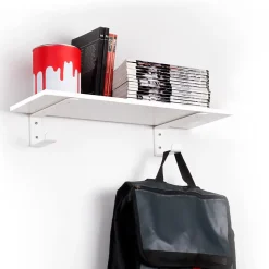 Emuca Jeu de supports pour étagères en bois Shelf avec cintre intégré, Acier, Peint en blanc