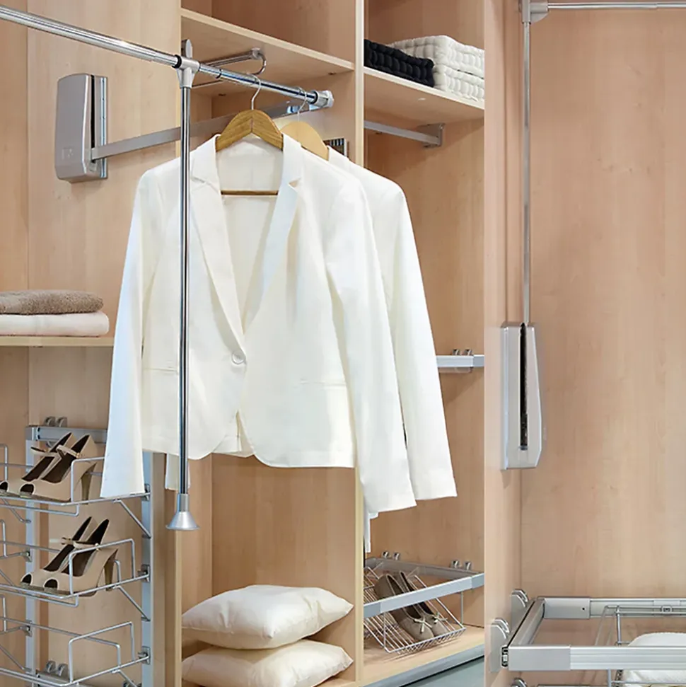 Emuca Jeu d'inserts latéraux pour cintres pliants pour armoire Hang, Plastique, Aluminium peint