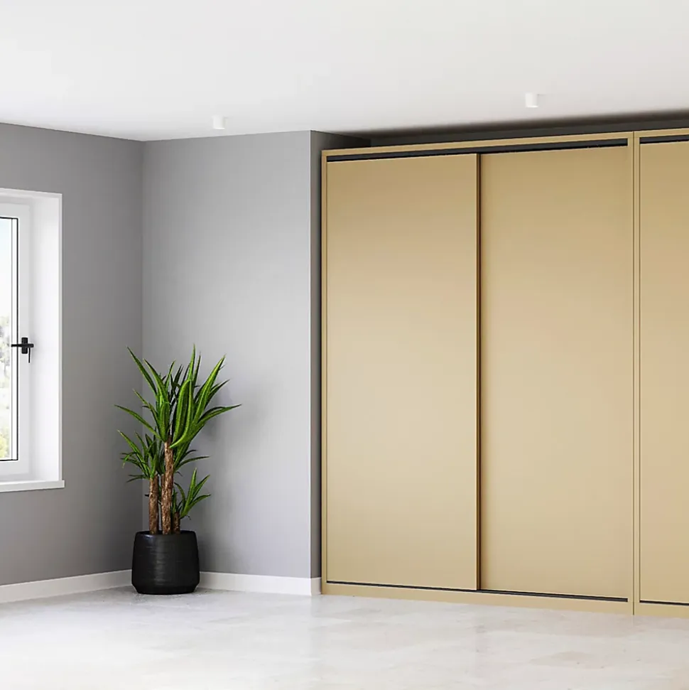 Emuca Kit de 2 portes coulissantes et Flow de ferrures pour armoires à fermeture souple avec rails de surface 2,35m, panneaux non
