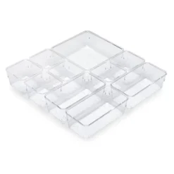 Emuca Kit de 10 seaux organisateurs Cube pour tiroirs, Plastique, Transparent